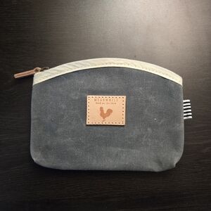 Meanwhile Back on the Farm Slate Blue Waxed Canvas Makeup Bag.